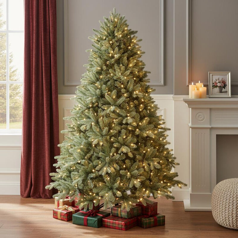 HomeRoots 7' Pre Lit Full Spruce Christmas Tree image number 1