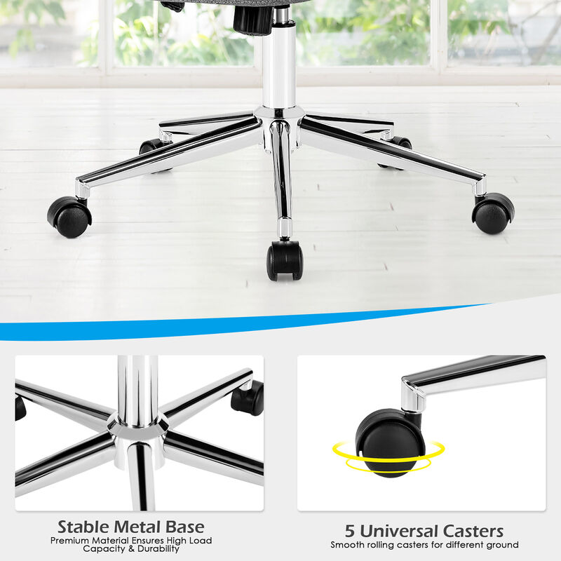 Costway Mid Back Armless Office Chair Adjustable Swivel Fabric Task Desk Chair