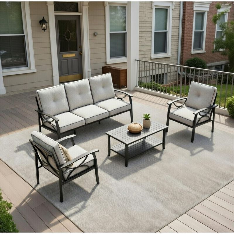 Tobuf 4-Piece Metal Patio Furniture Set image number 2