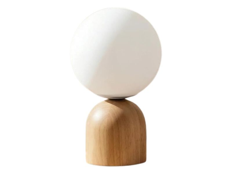 Solid Wood Table Lamp 10 Inch Dimmable Lamp with Glass Globe Shade image number 0