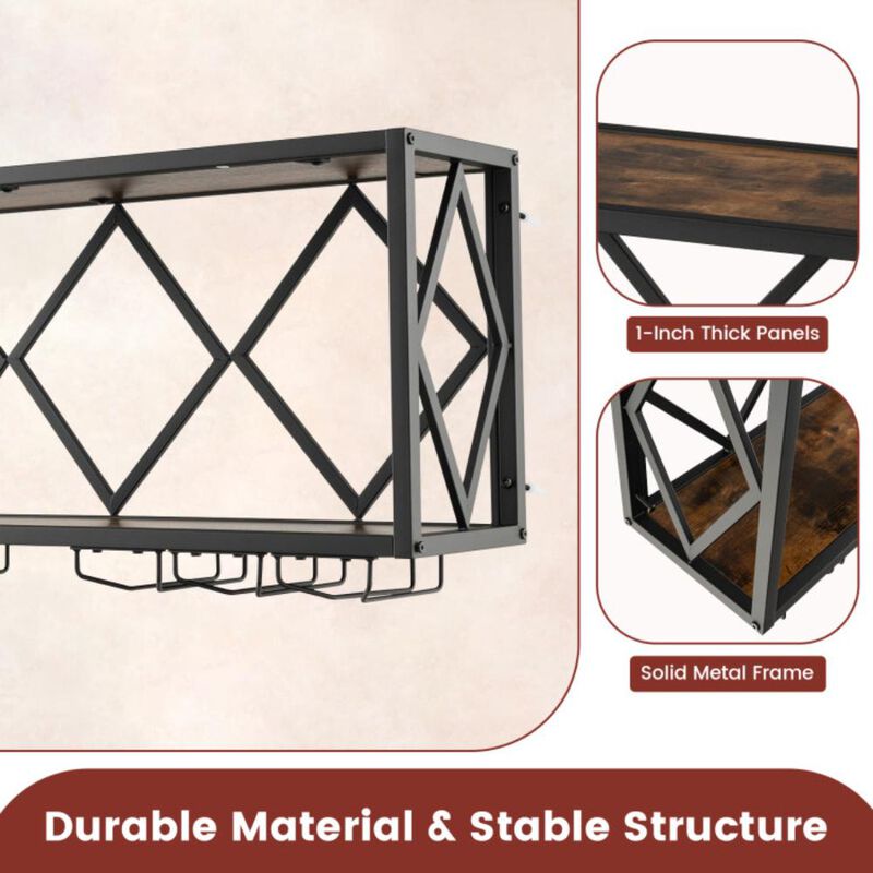 Hivvago Wall Mounted Wine Rack for 39 Bottles and 12 Glasses