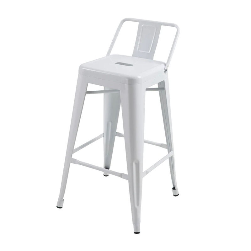 Giri 26 Inch Counter Stool Chair, Set of 4, Footrest and Tapered Legs, White Metal - Benzara