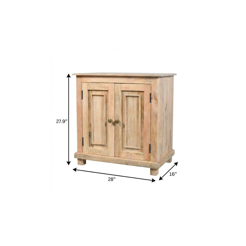 HomeRoots 28" Distressed Natural Solid Wood Nightstand With Storage image number 6