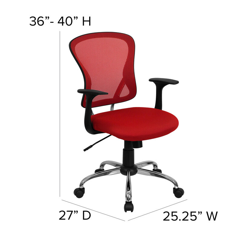 Alfred Mid-Back Dark Gray Mesh Swivel Task Office Chair with Chrome Base and Arms image number 5