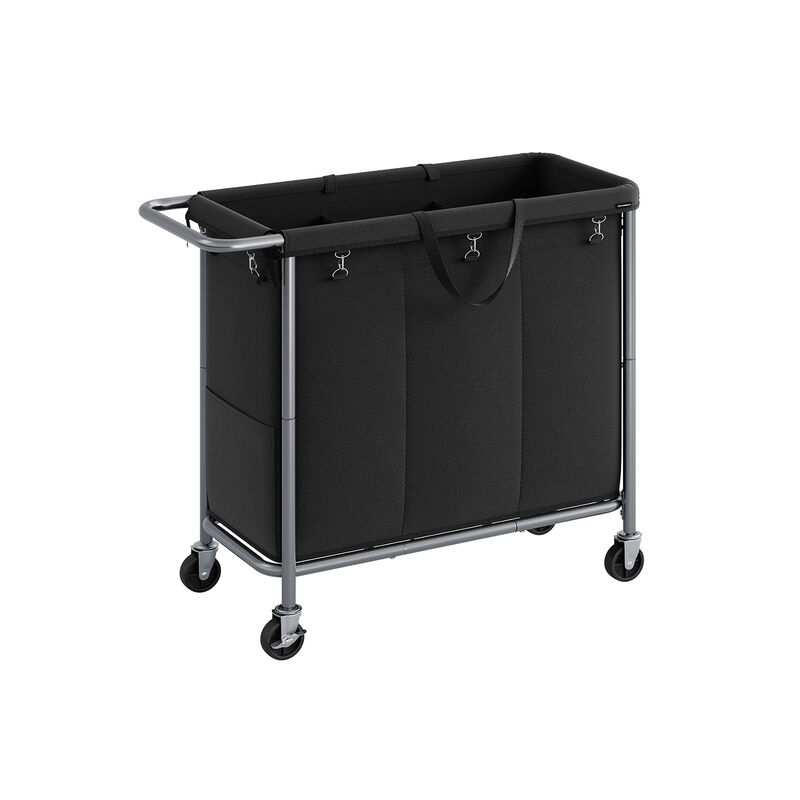 200L Laundry Sorter Cart &ndash; 3-Compartment Rolling Hamper with Removable Liners and Frame