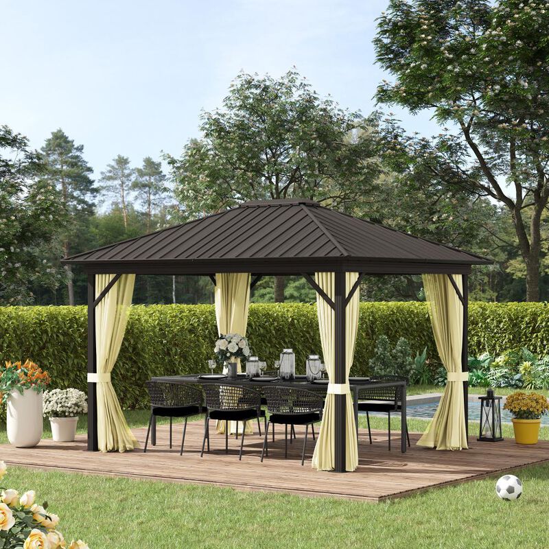 Hivvago 11.9' x 9.8' Outdoor Hardtop Gazebo with Hook image number 1