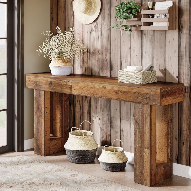 Tribesigns Farmhouse Wood Console Table image number 2