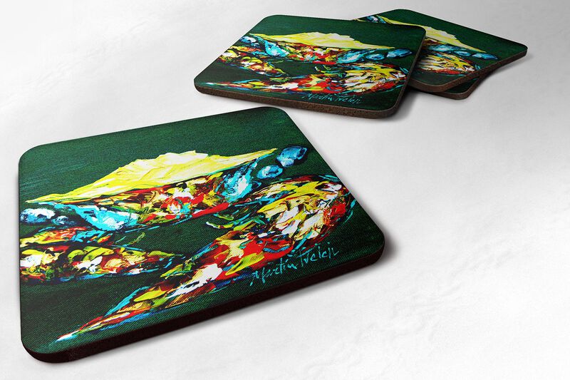 Caroline's Treasures MW1042FC Crab Mean Green Foam Coasters (Set of 4), 3.5 H x 3.5 W, Multicolor
