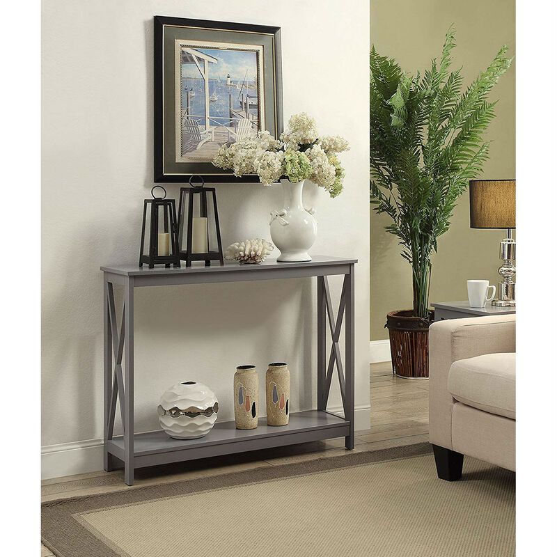 Hivvago Wood Console Sofa Table with Bottom Storage Shelf