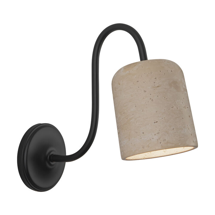 Bromley 5-in Damp-Rated Wall/Vanity Light with Natural Travertine Shade