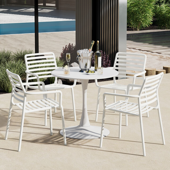 WestinTrends Outdoor Stackable Polypropylene Plastic Resin Dining Armchairs (Set of 4)