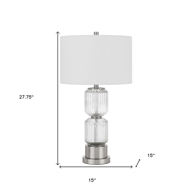 Hivvago 28" Nickel Metal Table Lamp With White Drum Shade