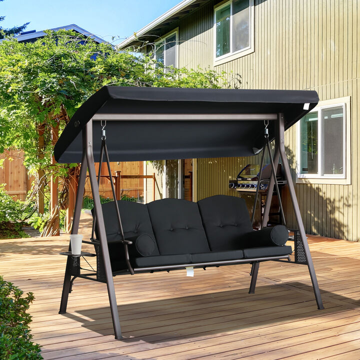 Hivvago 3-Seat Patio Swing Bench with Adjustable Canopy