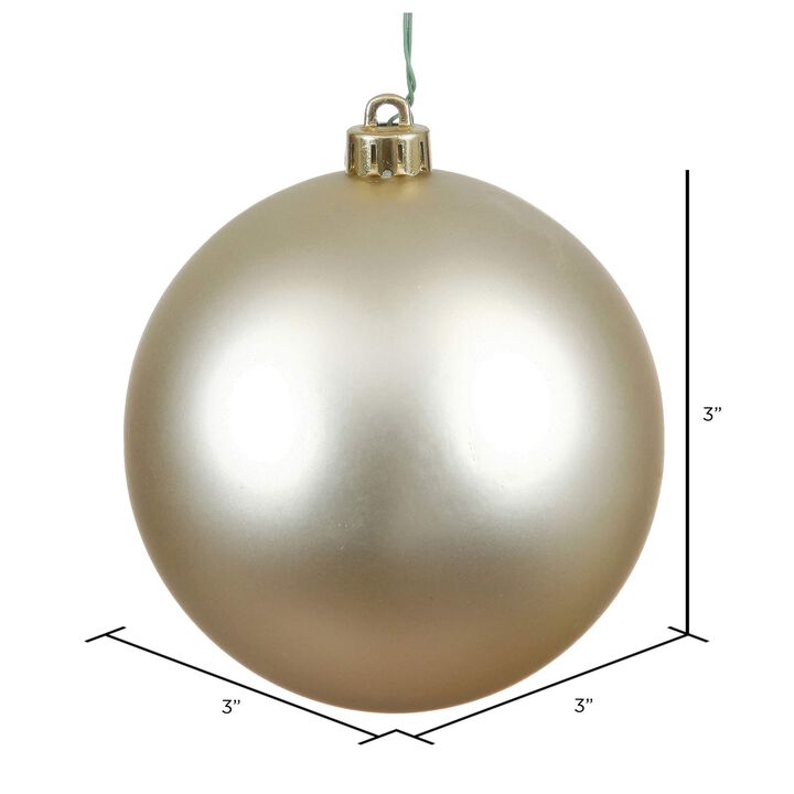 Vickerman 3" Champagne Matte Ball Ornament - Pack of 12 Classic Christmas Ornaments, Shatterproof and UV Resistant Plastic, with String for Hanging