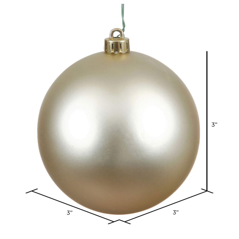 Vickerman 3" Champagne Matte Ball Ornament - Pack of 12 Classic Christmas Ornaments, Shatterproof and UV Resistant Plastic, with String for Hanging image number 1