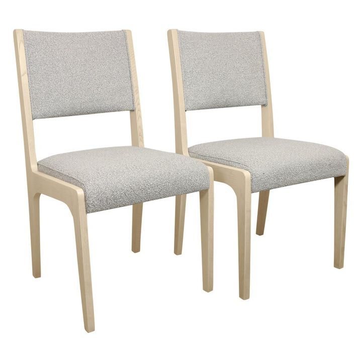 2-Piece Set: Ash Side Chair in Gray Boucle Fabric
