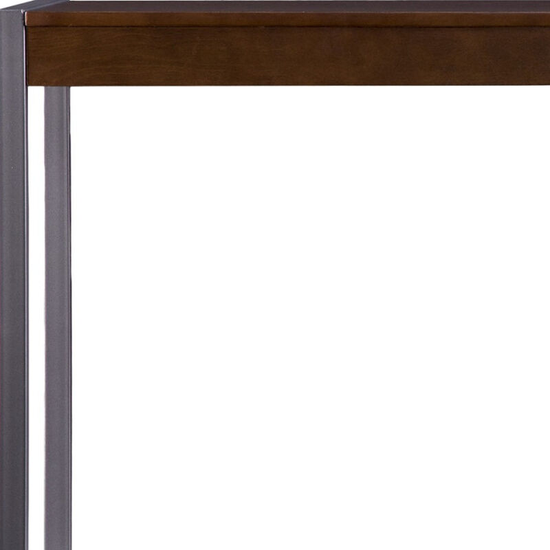 HomeRoots 54" Dark Brown and Gunmetal Wood and Metal Sled Console Table image number 5