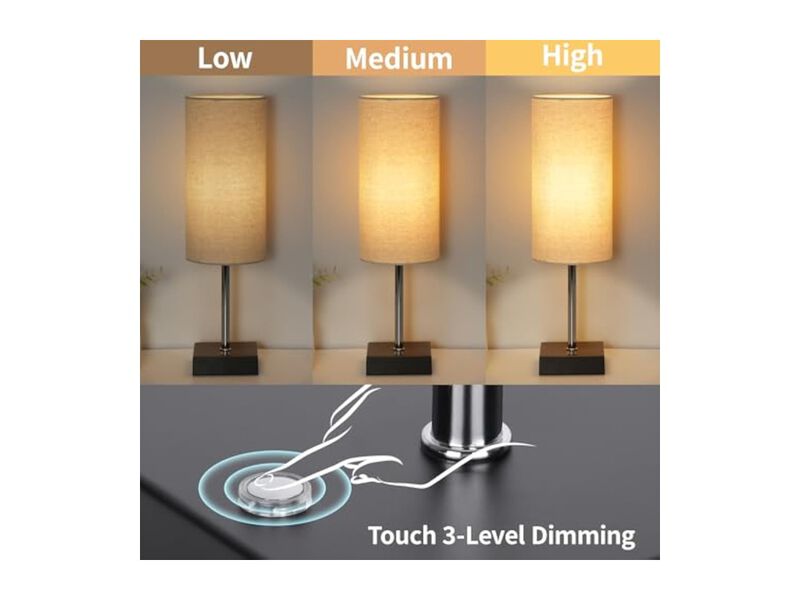Rechargeable Cordless Dimmable Linen Bedside Lamp For Living Room Bedroom image number 3