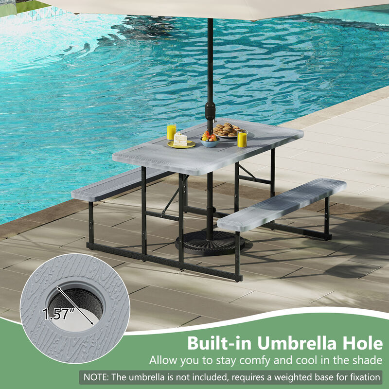 2&ndash;4 Person Outdoor Picnic Table with Benches &ndash; Rectangular Camping Dining Set