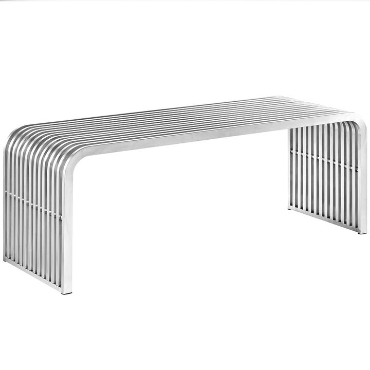 Silver Pipe Stainless Steel Bench