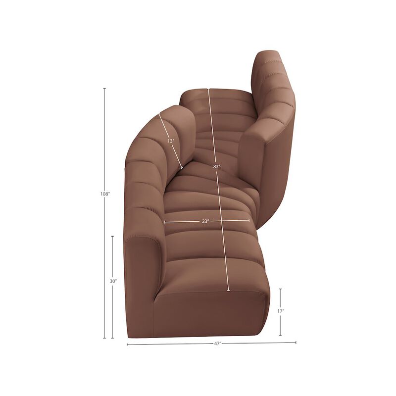 Meridian Furniture Arc Cognac Vegan Leather Modular Sofa