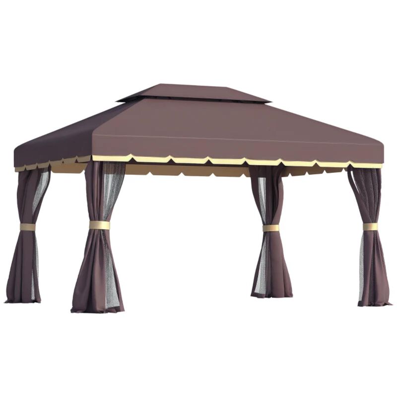 Hivvago Outdoor Gazebo 10' x 13' with Aluminum Frame, Curtains & Netting image number 0