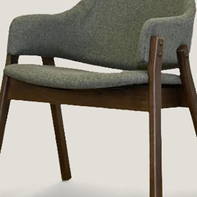 HomeRoots Set of Two Green and Walnut Fabric and Wood Partially Open Back Dining Arm Chairs