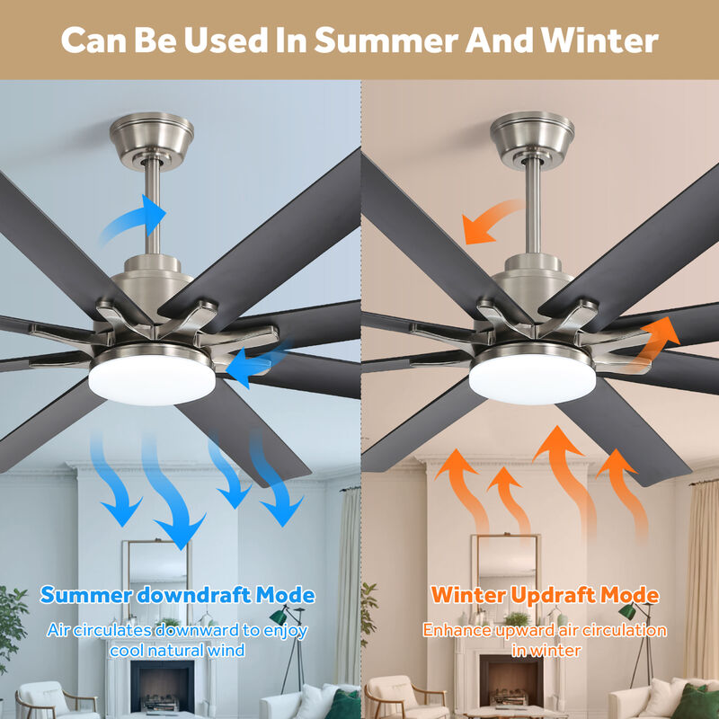 ELEMENT ACE Large 66 Inch Modern Ceiling Fan with Dimmable LED Lighting and Smart Remote Control Featuring Reversible DC Motor image number 8
