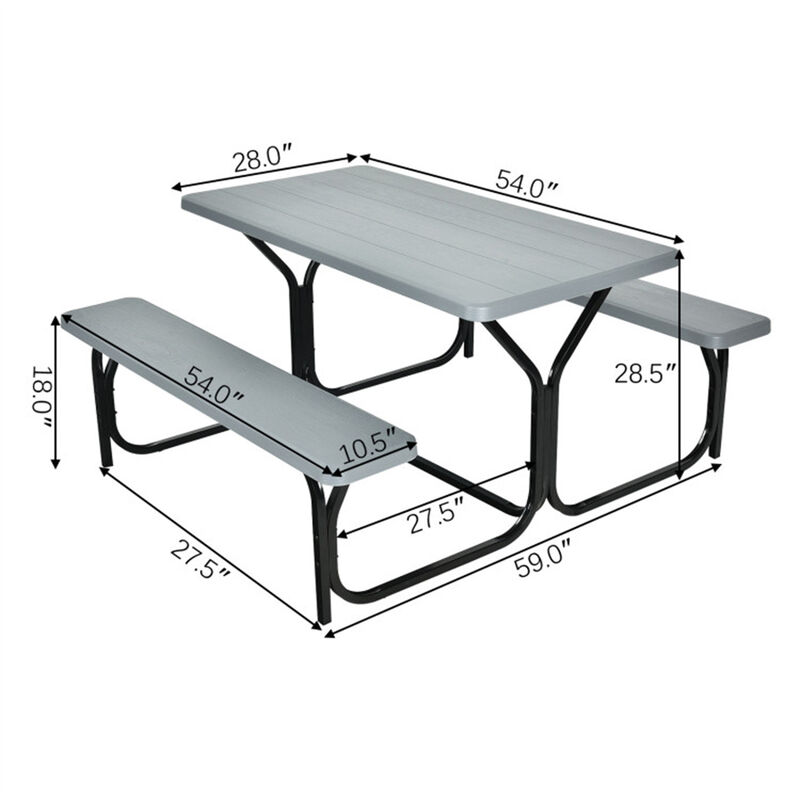 Heavy-Duty Picnic Table Bench Set for Garden Park and Deck