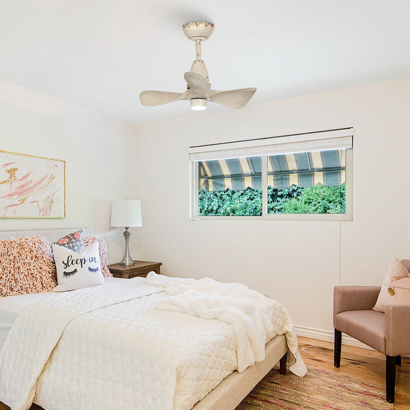 28" Modern White Propoller LED Ceiling Fan with Remote Control