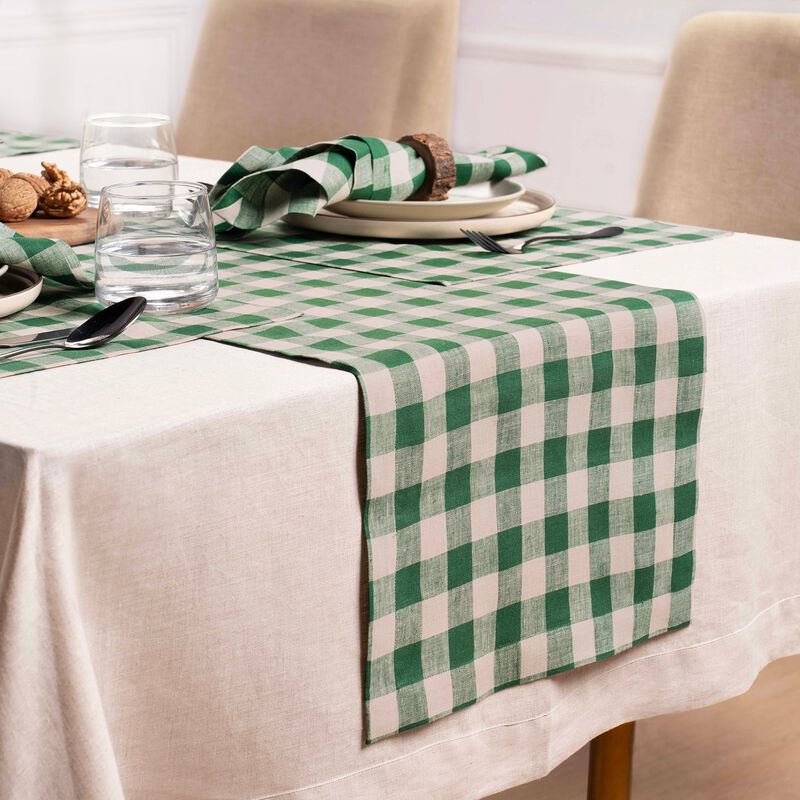 Christmas Linen Table Runner - Morgan Check, Solino Home