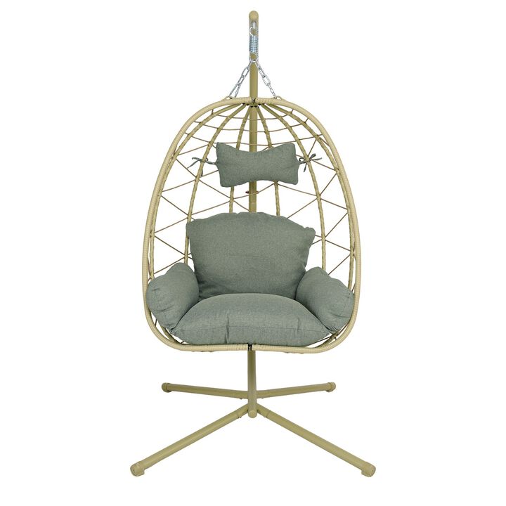 Hivvago Wicker Hanging Egg Chair with Stand