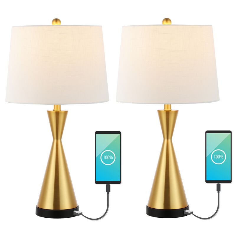 Colton Classic French Country Iron LED Table Lamp with USB Charging Port (Set of 2)