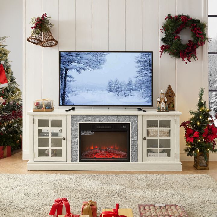 Modern TV Stand with 23" Electric Fireplace