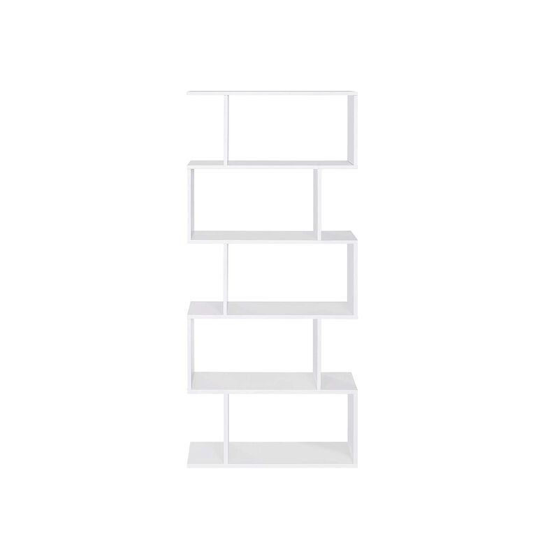 Wooden 5-Tier Display Shelf &ndash; Freestanding White Bookcase