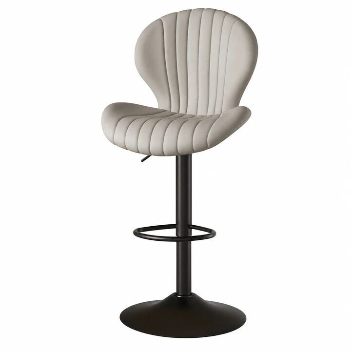 Modern Upholstered Fabric Swivel Bar Stools Set of 2