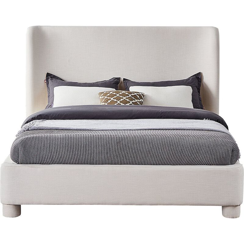 Meridian Furniture Penny Cream Linen Textured Fabric King Bed