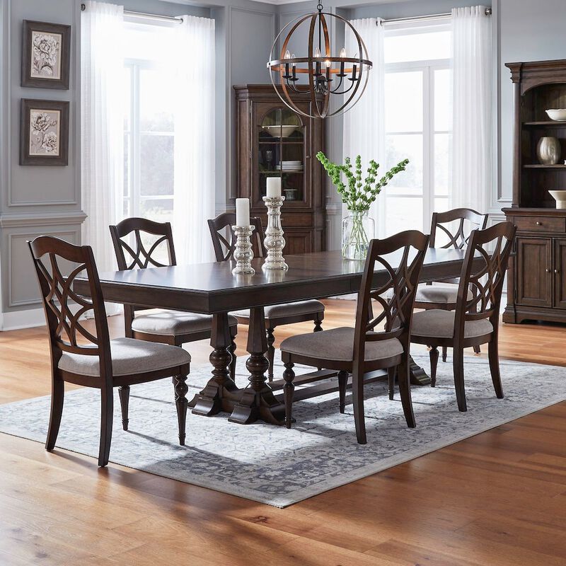 Liberty Furniture Arden Road 7 Piece Dining Trestle Table Set - 6 Splat Back Side Chairs image number 3