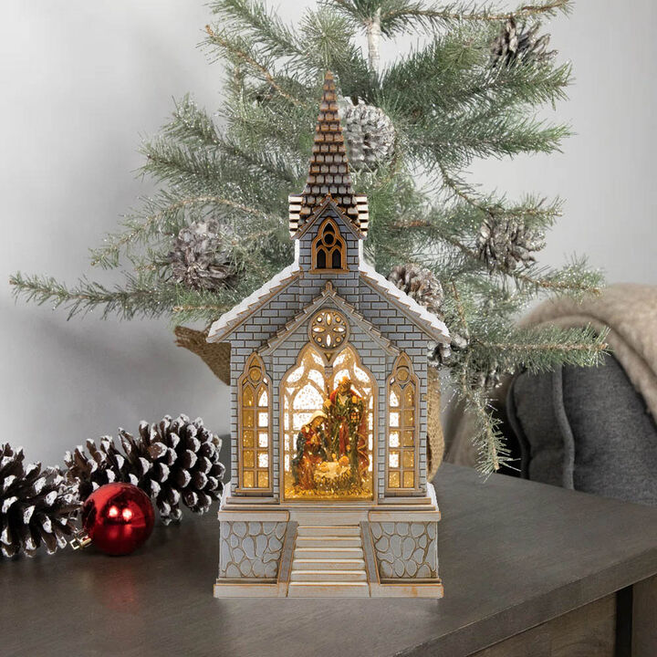 Snow Globe with Church and Holy Family for Religious Christmas Décor and Nativity Display