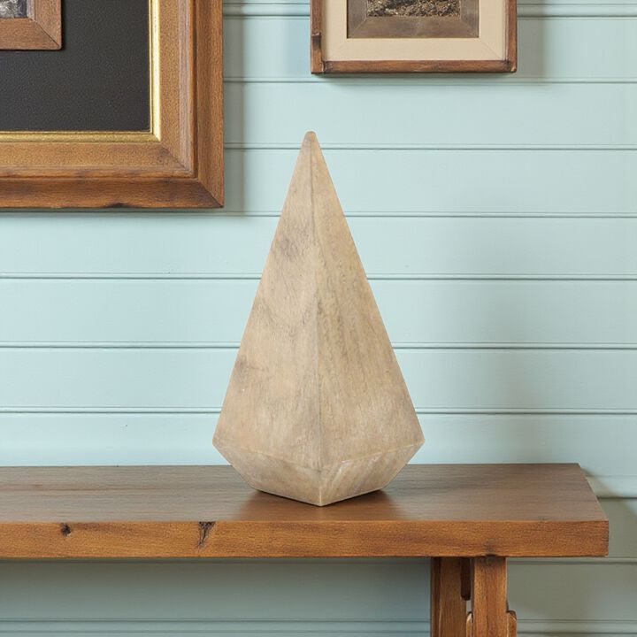 HomeRoots 6" Natural Solid Wood Pyramid Decorative Sculpture