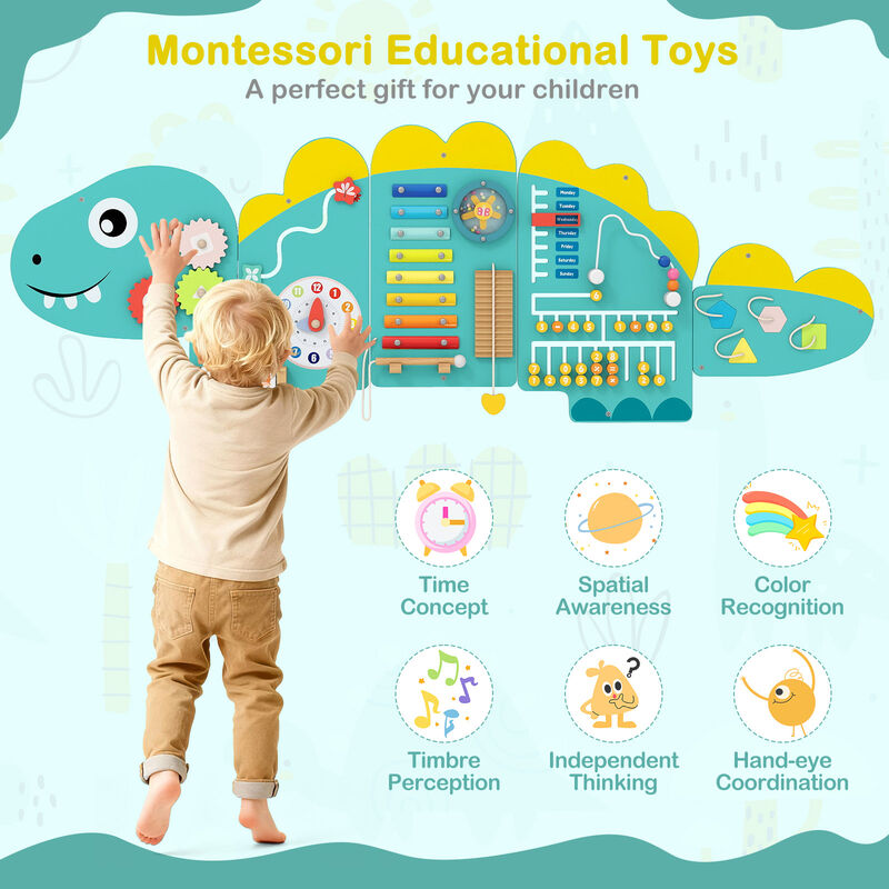 Dinosaur Busy Board 11-in-1 Activity Wall Panels for Education & Early Development image number 5