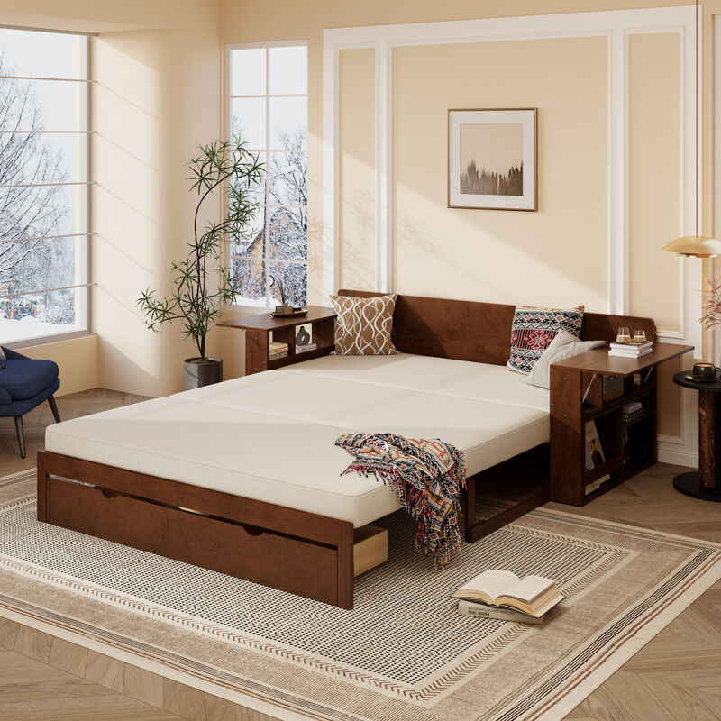 Merax Queen Size Daybed with Removable Desk image number 4