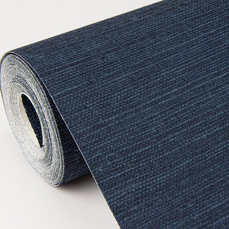 Peninsula Navy Sisal Grasscloth Wallpaper (Double Roll) image number 6