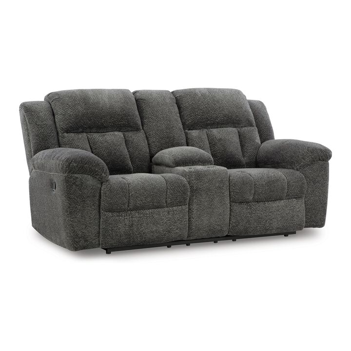 Briar Manual Double Reclining Loveseat, Dark Gray Polyester, 80 Inch