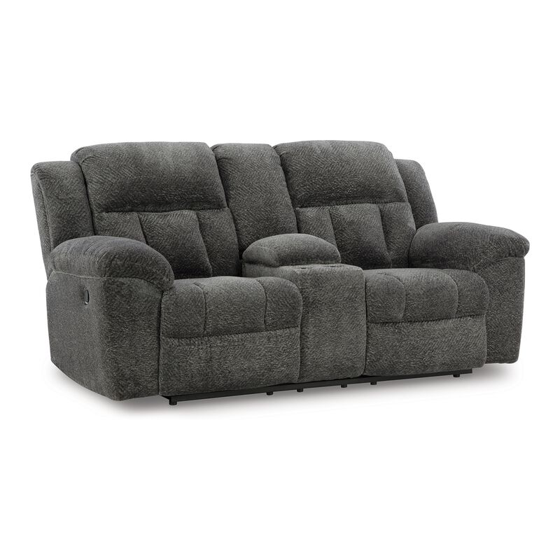 Briar Manual Double Reclining Loveseat, Dark Gray Polyester, 80 Inch