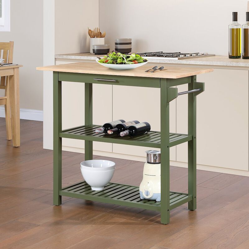 Convenience Concepts Designs2Go 3 Tier Butcher Block Kitchen Prep Island with Drawer