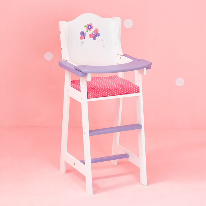 White Doll High Chair by Teamson Kids Wooden Furniture Role Play Gift TD-0098A