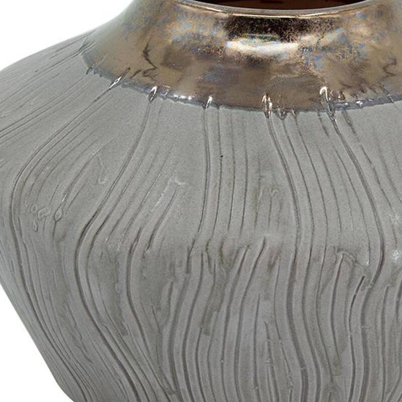 HomeRoots 7" Bronze And Gray Ceramic Round Table Vase image number 2