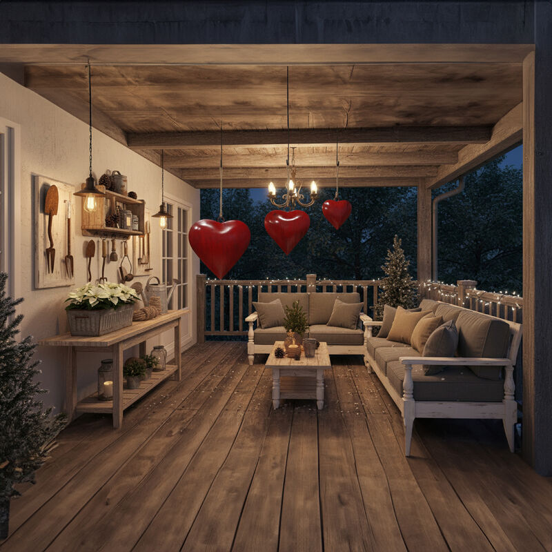 Myri Decorative Metal Heart Wall Decor Set of 3, Classic Red with Jute Hanging Rope, 12, 9.5, 7 Inches