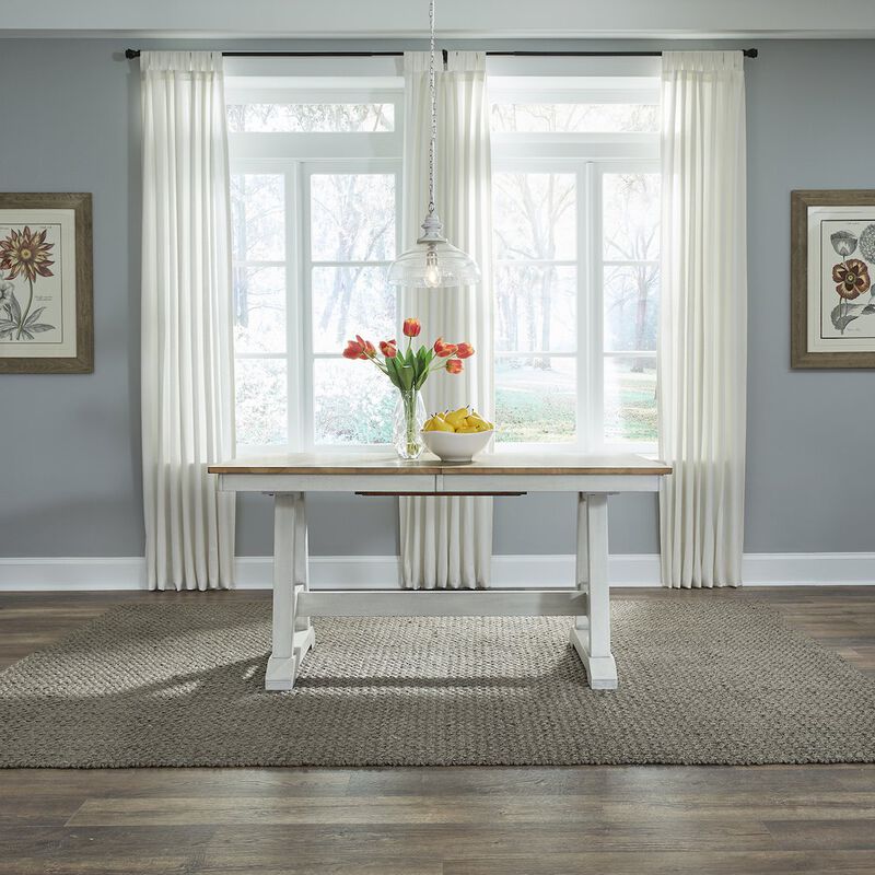 Liberty Furniture Lindsey Farm Trestle Table in Rubberwood Solids & Veneers w/ MDF image number 3